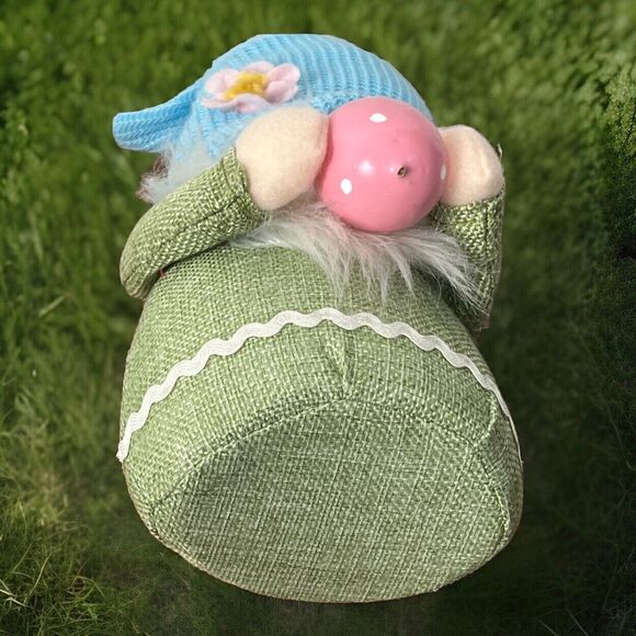 Gnome Easter Plush Doll Egg Decor Handmade Scandinavian Tomte Green Blue Stands‎ - Picture 4 of 4
